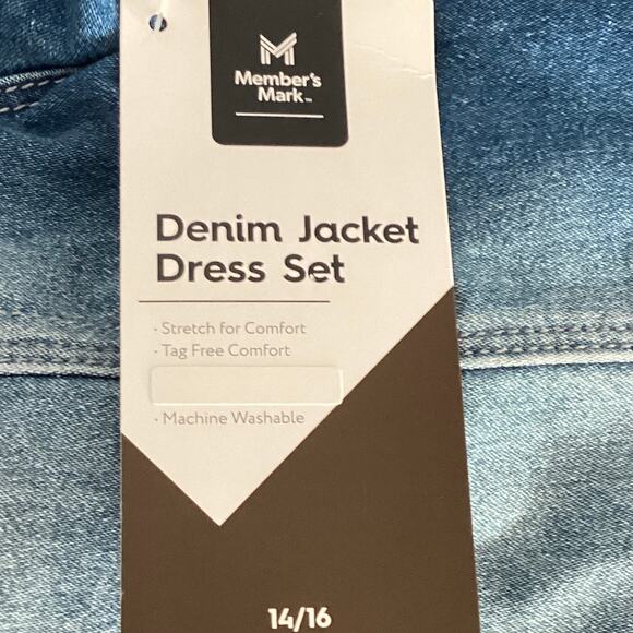 Members Mark  Juniors Pink Dress with Denim Jacket 14/16 - Picture 6 of 6